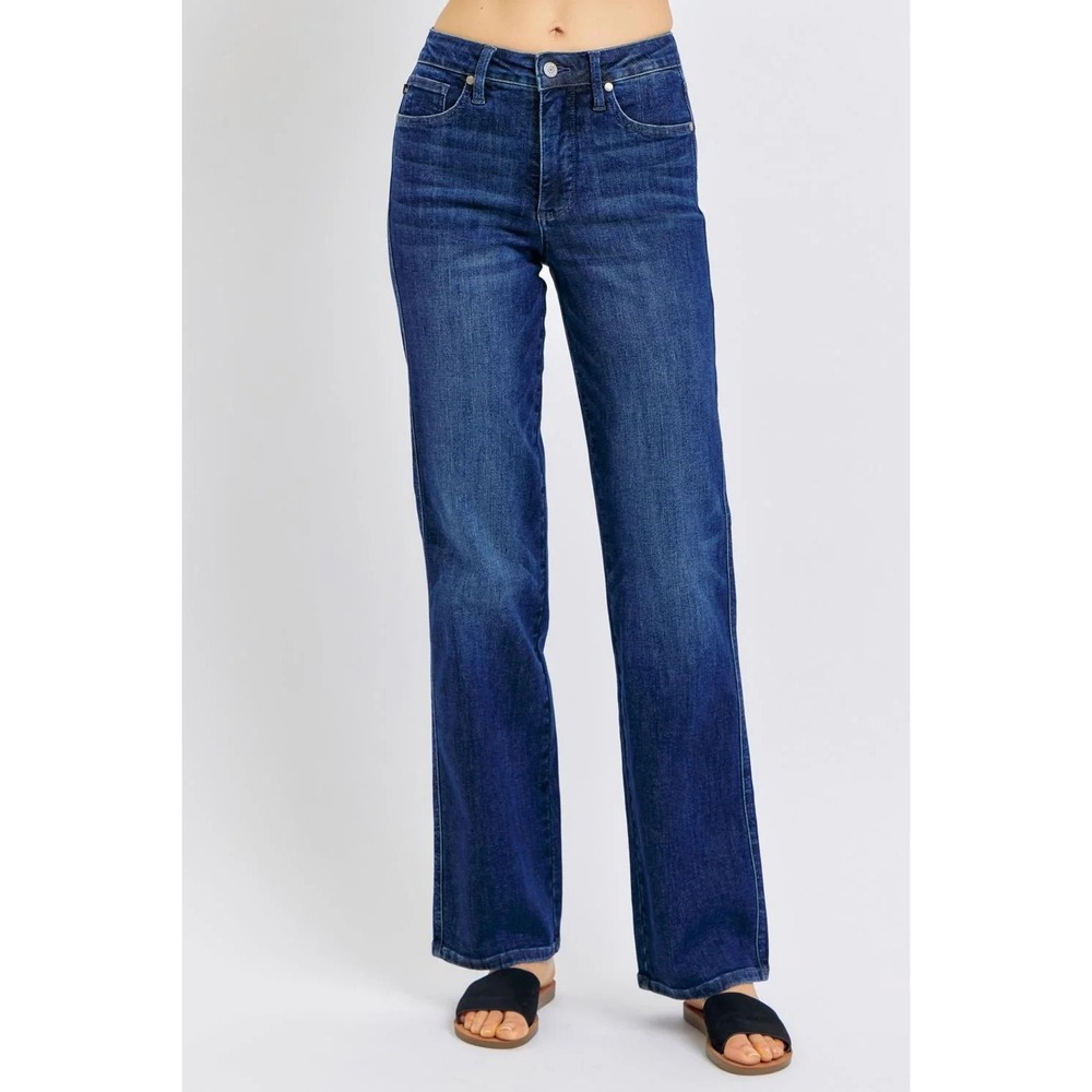 Judy Blue Mid Rise Tummy Control Classic Straight Denim Jeans Women 18W NWT $70